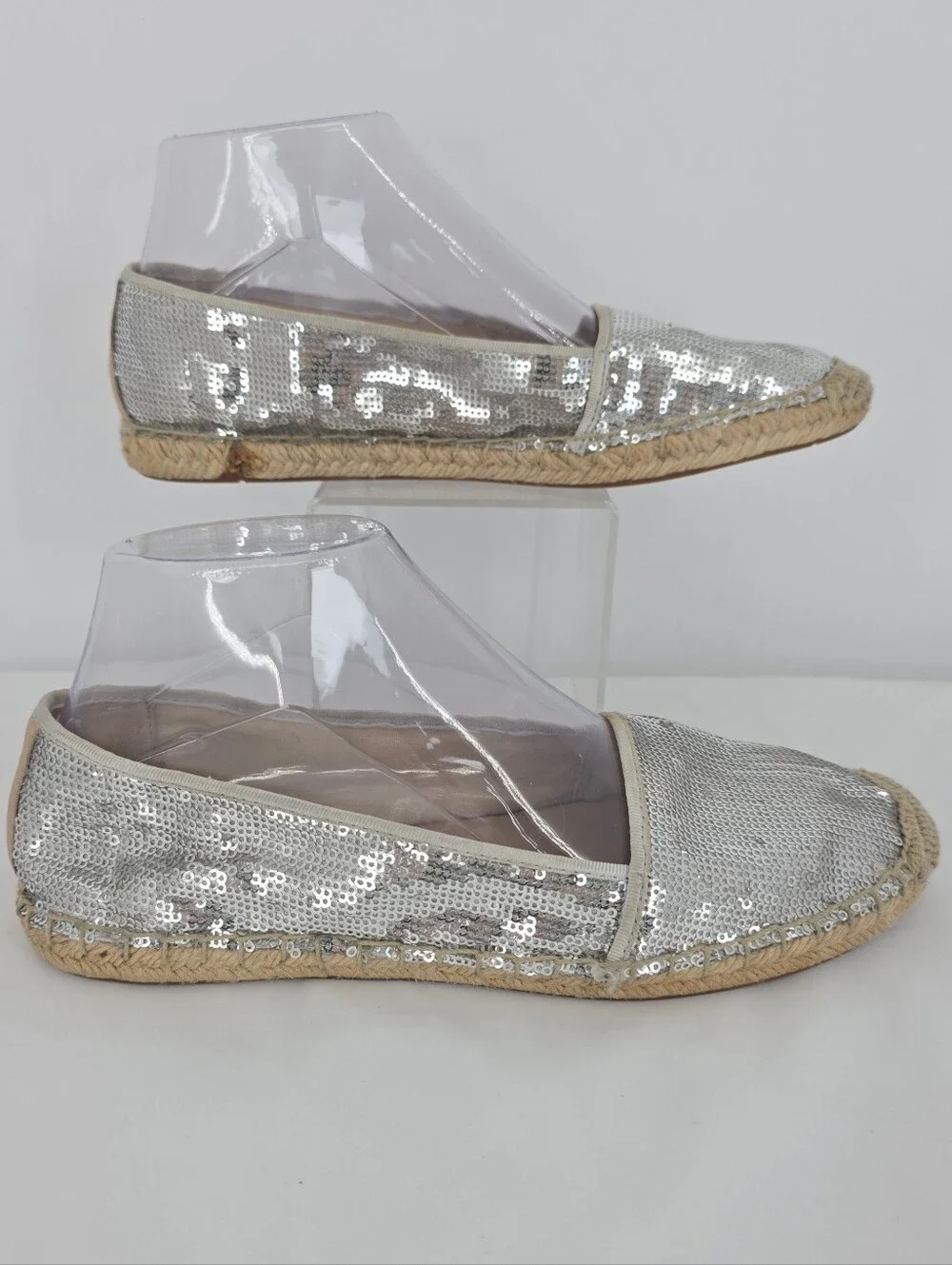 Franco Sarto Artist's Collection Womens 7M Silver Sequin Espadrille Flats